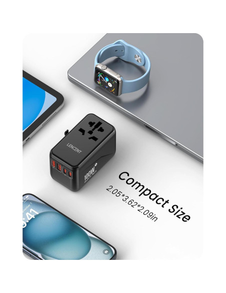 Adaptador de Viaje Universal LENCENT 100W Carga Rápida USB-C Adaptador de Viaje Universal LENCENT 100W Carga Rápida USB-C