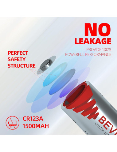 Baterías de Litio Bevigor CR123A 3V Paquete de 6, 1500mAh