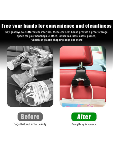 Ganchos para Reposacabezas de Coche Gasedin 2 PCS Negro Ganchos para Reposacabezas de Coche Gasedin 2 PCS Negro