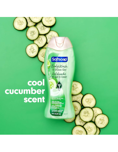 Gel de Ducha Hidratante Softsoap 591 ml y Gel de Afeitar Pepino Fresco