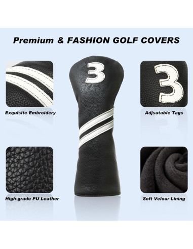 Cubiertas de Palos de Golf Frimon 4PCS Negro Caricatura