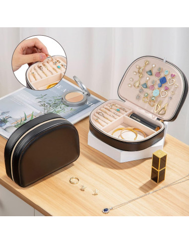 Caja de Joyería ProCase Mediana de Viaje en Cuero PU Negro