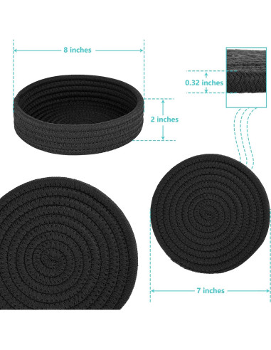 Trivetes Resistentes al Calor Cazzon - 4 Piezas 17.78 cm Negro