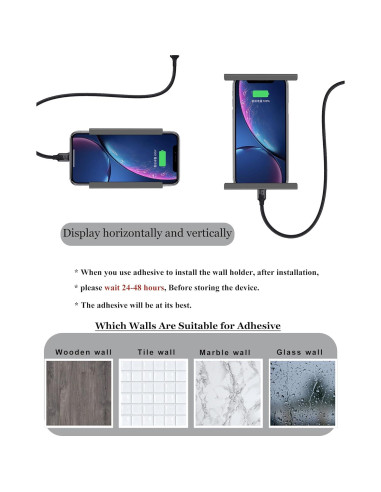 Soporte de Pared Universal para Tabletas y Teléfonos - Negro