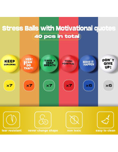 Chivao 40 Pelotas de Estrés Coloridas de Espuma Motivacionales 2