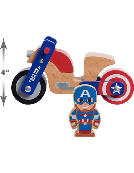 Juguete de Madera Just Play Capitán América y Motocicleta 22.2 cm Juguete de Madera Just Play Capitán América y Motocicleta 22.2 cm