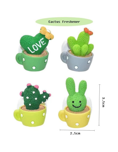 Paquete de 4 Ambientadores de Cactus LOVE para Auto