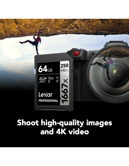 Lexar 64GB (2-Pack) Tarjeta SDXC UHS-II 250MB/s Full HD 4K Lexar 64GB (2-Pack) Tarjeta SDXC UHS-II 250MB/s Full HD 4K