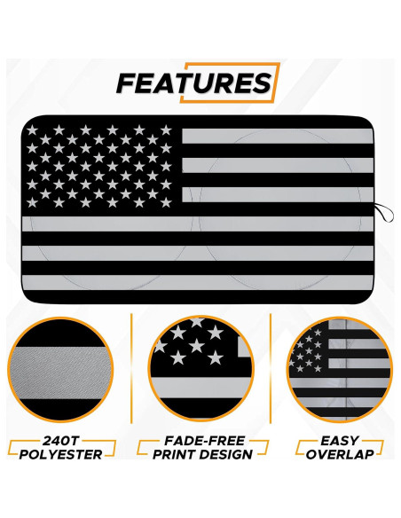 Sombra Solar EcoNour para Parabrisas Mediana - Bandera Americana B&W Sombra Solar EcoNour para Parabrisas Mediana - Bandera Americana B&W
