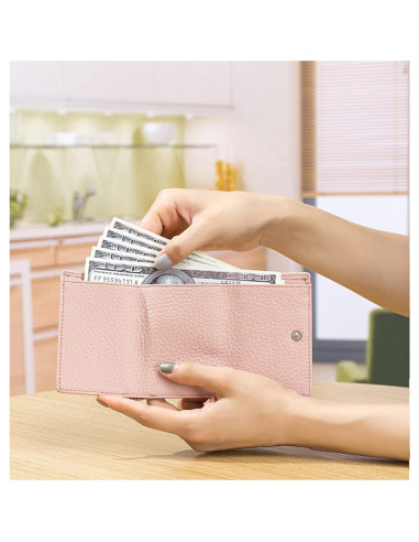 Cartera Mini Plegable POOULR de Cuero con Bloqueo RFID 10x7cm