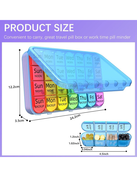 Organizador Semanal de Pastillas Odaro 4 Veces al Día - Estuche Azul Organizador Semanal de Pastillas Odaro 4 Veces al Día - Estuche Azul