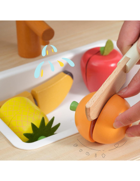 Conjunto de Comida de Juguete de Madera PairPear - Frutas Cortar Conjunto de Comida de Juguete de Madera PairPear - Frutas Cortar