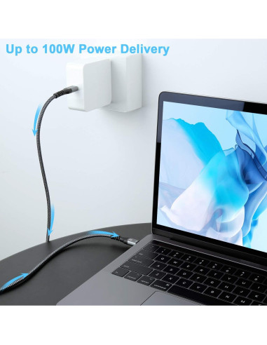 Cable USB C Fasgear 1m 100W Carga Rápida 5A PD Negro