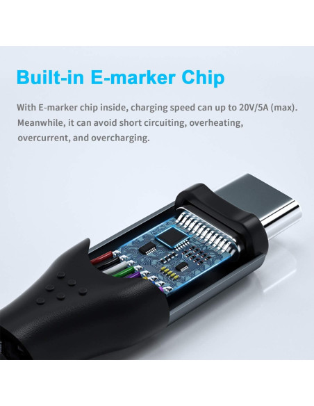 Cable USB C Fasgear 1m 100W Carga Rápida 5A PD Negro Cable USB C Fasgear 1m 100W Carga Rápida 5A PD Negro