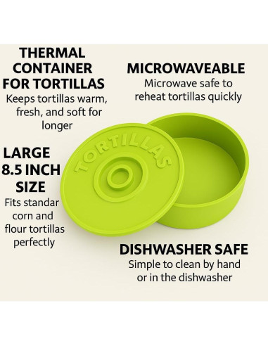 Calentador de Tortillas A TODA LECHE 21.6 cm Verde Microondas
