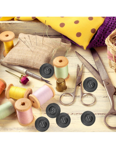 30 Botones de Madera Grandes Plzoslly 6 cm Negro para DIY