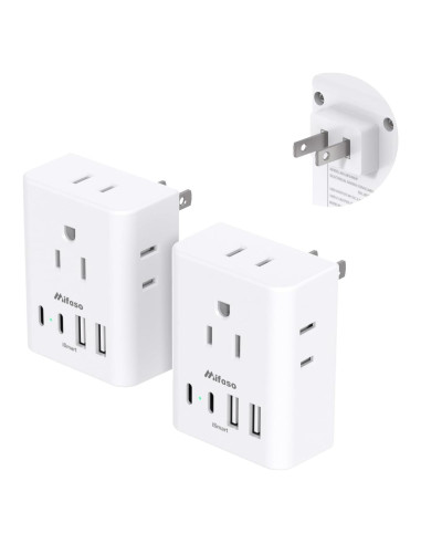 Adaptador de Enchufe Mifaso Tipo A 4 Salidas y 4 USB Japón