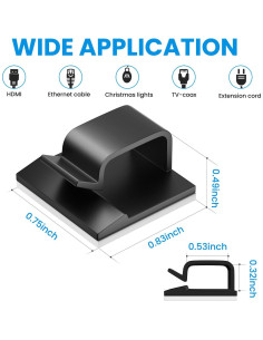 Clip de Gestión de Cables TEZOP 25 Pcs Negro Grande 2