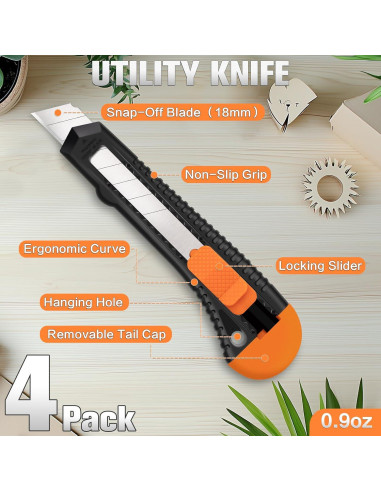Cuchillo Utility Retráctil TIFICAL 4 Pack 18mm Acero Carbono