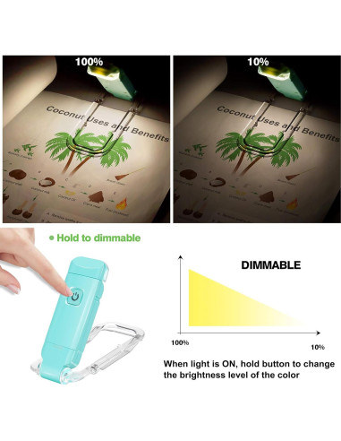 Luz de Lectura Recargable USB BIGMONAT 3 Temperaturas Ajustables