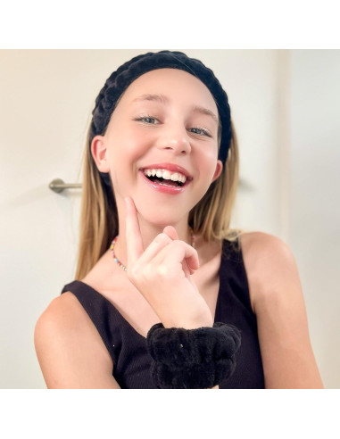 Diadema Puffy Spa FROG SAC + Muñequera Negra para Cuidado Facial