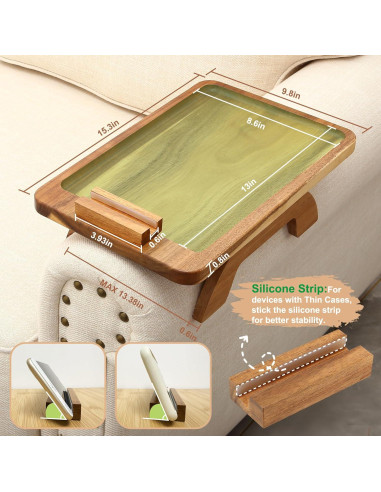 Mesa de brazo de sofá SINWANT de madera de acacia con soporte 360