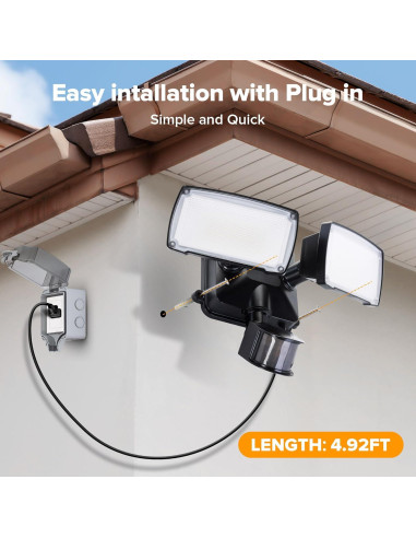 Luz de Sensor de Movimiento LUTEC 21W IP65 2500LM Negro