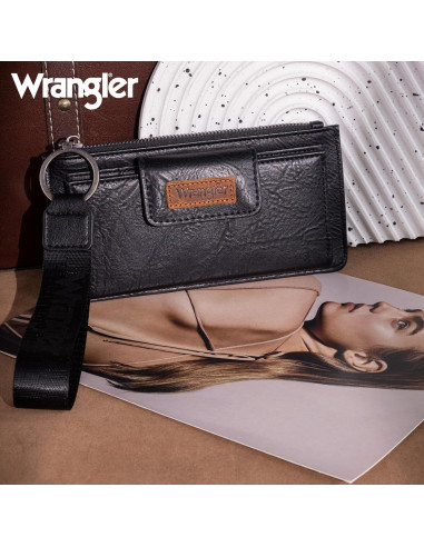 Cartera Minimalista Negra Wrangler para Mujeres con RFID