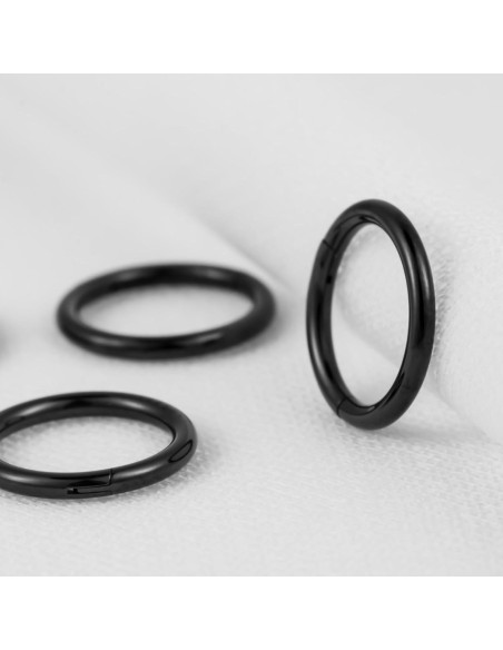 Conjunto 4 Aros de Piercing 16G Acero Quirúrgico 8mm Plata Negro Conjunto 4 Aros de Piercing 16G Acero Quirúrgico 8mm Plata Negro