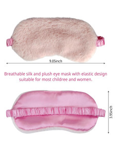 Máscara de Sueño de Peluche Beige JHFGJGH Ajustable 21x10cm 2