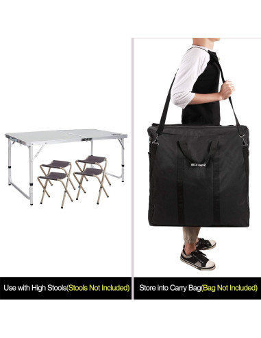 Mesa de Camping REDCAMP Plegable 4 Pies Ajustable Blanca