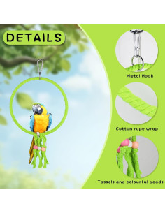 Columpio para Aves LuckyOpt 20 cm Cuerda Algodón Verde 2