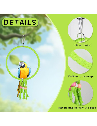 Columpio para Aves LuckyOpt 20 cm Cuerda Algodón Verde