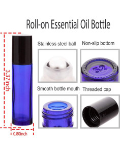 6 Botellas de Vidrio Azul 10ml con Rodillo ZIZEMOJA 2