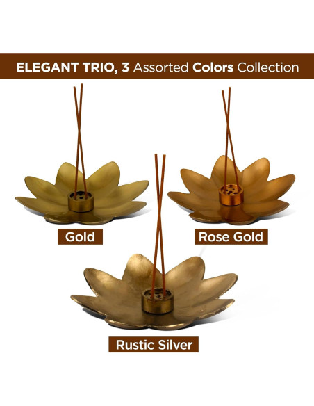 Soporte de Incienso Raajsee - Set de 3 Flores de Latón Soporte de Incienso Raajsee - Set de 3 Flores de Latón