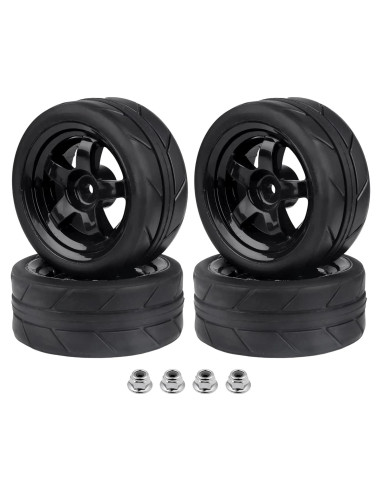 Ruedas de 12mm Hobbyfire con Neumáticos de Goma 65mm para RC