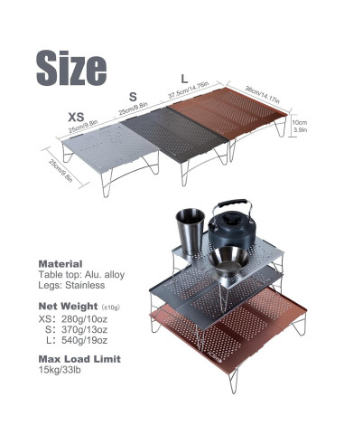 Mesa Plegable Mini iClimb Solo Compacta para Camping 36x37.5cm