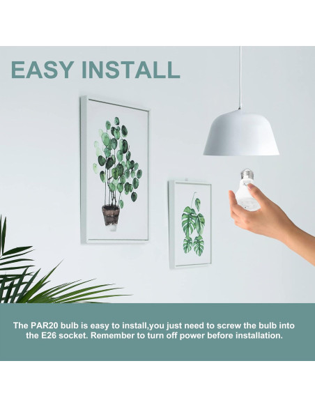 Bombillas LED PAR20 5000K Regulables E26 4 Unidades 7W Bombillas LED PAR20 5000K Regulables E26 4 Unidades 7W