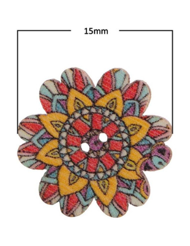 Botones de Madera AKOAK 100 Piezas 15mm Diseño Girasol