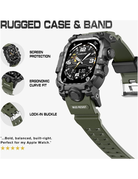 Banda y Funda amBand 44mm para Apple Watch SE2/SE/6/5/4 Verde Militar Banda y Funda amBand 44mm para Apple Watch SE2/SE/6/5/4 Verde Militar
