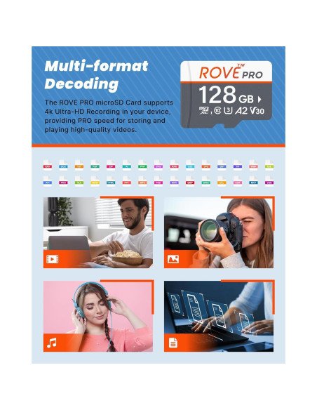 Tarjeta Micro SD ROVE PRO 128GB C10 U3 V30 100MB/s Tarjeta Micro SD ROVE PRO 128GB C10 U3 V30 100MB/s