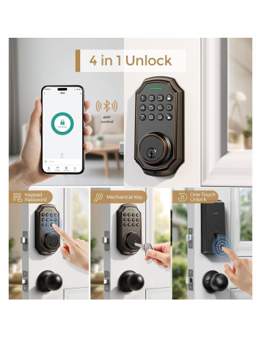 Cerradura Inteligente Arpha D180K Bronce - Control por App
