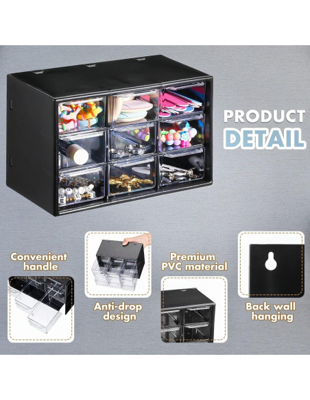 Organizador de Cajones Rtteri 9 Piezas Plástico Negro Organizador de Cajones Rtteri 9 Piezas Plástico Negro