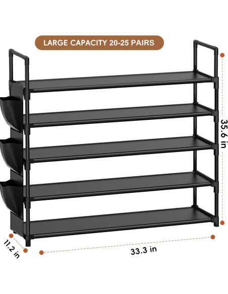 Estante para Zapatos OYREL de 5 Niveles Negro - Organizador para 20-25 Pares Estante para Zapatos OYREL de 5 Niveles Negro - Organizador para 20-25 Pares
