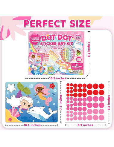 Kit de Arte con Stickers de Puntos Insnug - Unicornios y Princesas
