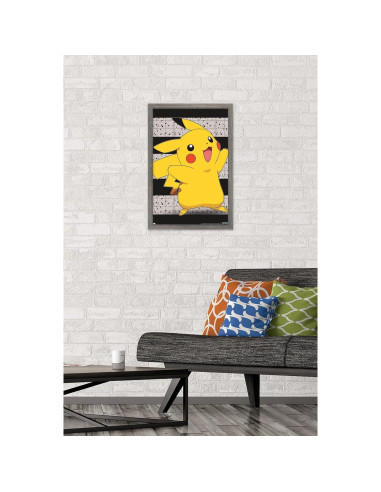 Póster Enmarcado Trends Pokémon Pikachu 57x37 cm Decoración