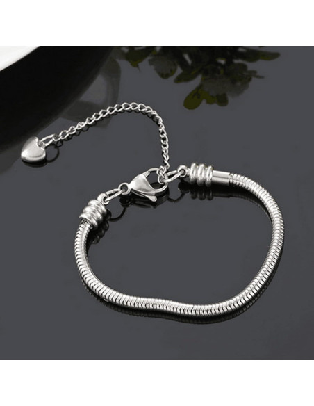 Pulsera de Encanto TGLS de Acero Inoxidable 3mm para Mujeres Pulsera de Encanto TGLS de Acero Inoxidable 3mm para Mujeres