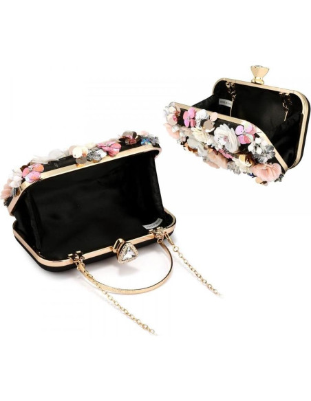 Cartera de Perlas Florales para Mujeres - Gets - Negro Cartera de Perlas Florales para Mujeres - Gets - Negro