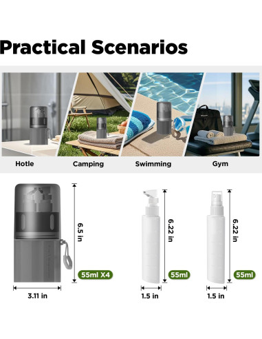 Set de Botellas de Viaje YOTIME 4 en 1 a Prueba de Fugas