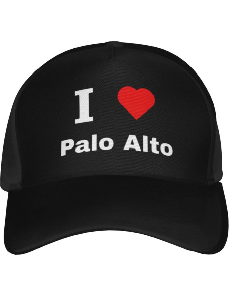 Gorra de béisbol I Love Palo Alto ajustable 100% algodón negra Gorra de béisbol I Love Palo Alto ajustable 100% algodón negra